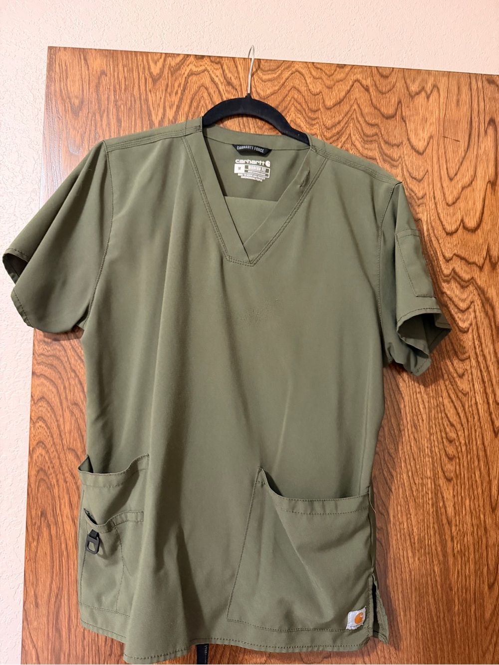 Carhartt womens Olive Green V-Neck Work Scrub Top
